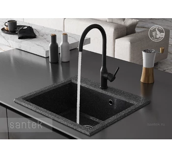 Смеситель Santek Себа кухонный с подключением фильтра черный матовый WH5A43020N001