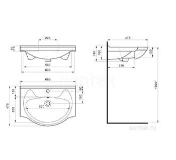 Раковина для ванной Santek Байкал 65 1WH109651