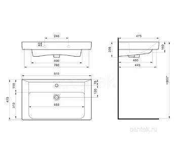 Раковина для ванной Santek Тигода 80 1WH302084