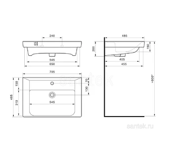 Раковина для ванной Santek Тигода 70 1WH302083