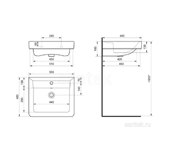 Раковина для ванной Santek Тигода 55 1WH302126