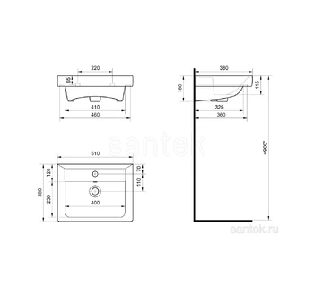Раковина для ванной Santek Тигода 50 1WH302128