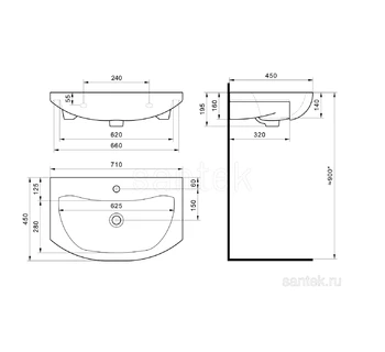 Раковина для ванной Santek Балтика 70 1WH207776
