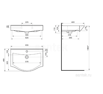 Раковина для ванной Santek Беверли 65 1WH302501