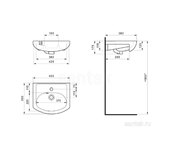 Раковина для ванной Santek Азов 45 1WH112449