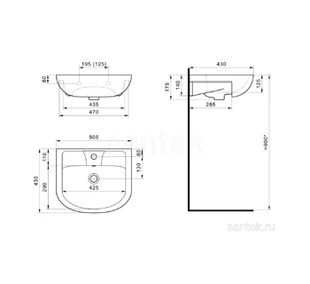 Раковина для ванной Santek Ладога 50 1WH110256