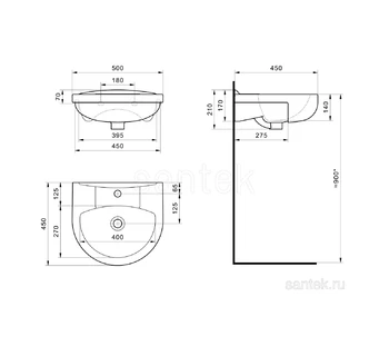Раковина для ванной Santek Канны 50 1WH110243