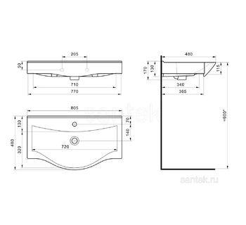 Раковина для ванной Santek Беверли 80 1WH302422