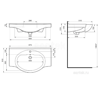Раковина для ванной Santek Сенеж 87 1WH110265
