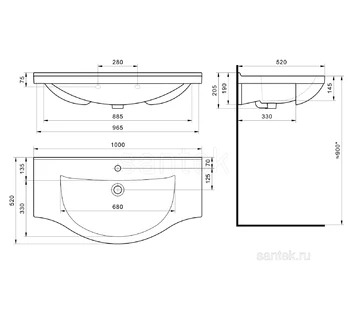 Раковина для ванной Santek Эльбрус 100 1WH110255