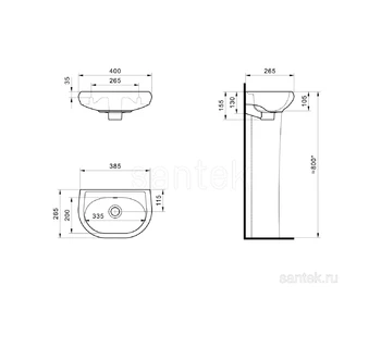 Раковина Santek Бриз 40 1WH110439