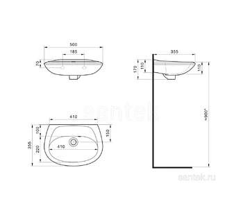 Раковина Santek Бриз 50 1WH110448