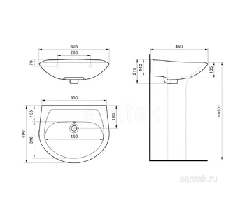 Раковина Santek Бриз 60 1WH110463