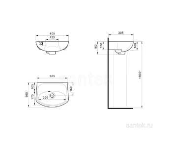 Раковина Santek Анимо 40 1WH110487