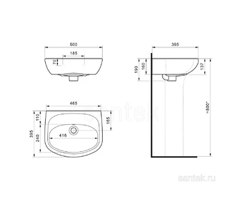 Раковина Santek Анимо 50 1WH110493