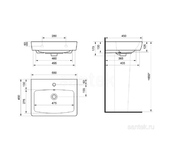 Раковина для ванной Santek Нео 55 1WH302185