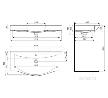 Раковина для ванной Santek Беверли 100 1WH302502