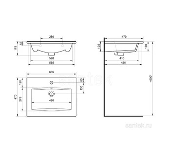Раковина для ванной Santek Элина 60 1WH501606