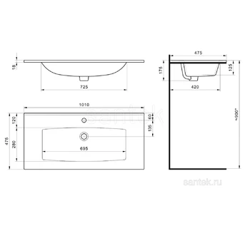 Раковина для ванной Santek Элина 100 1WH501627