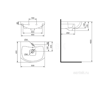 Раковина для ванной Santek Балтика 50 1WH501701