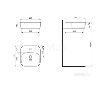 Раковина для ванной Santek Одри Soft 420х420 1WH501709