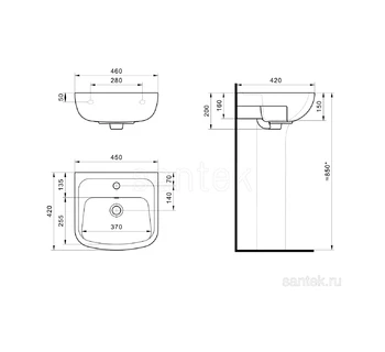 Раковина Santek Лонги 450х420 1WH501753