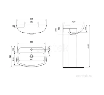 Раковина Santek Лонги 600х420 1WH501756