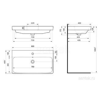 Раковина для ванной Santek Адриана 80 1WH501772