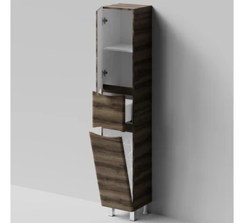 Шкаф-пенал напольный Vod-ok Адель 35 цвет дуб крымский коричневый с бельевой корзиной левый